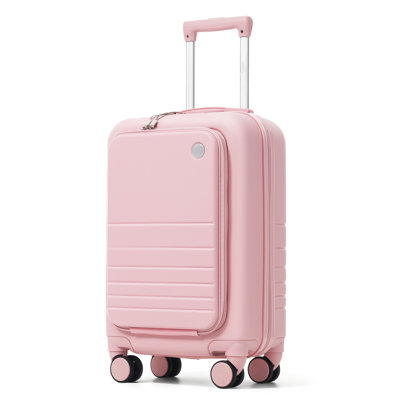 Front Opening 20-Inch Carry-On Luggage With Expandable Travel Bag Set, Abs Hard Shell Two-Piece Suitcase Set With Usb Port , Cup Holder