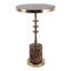 Table d'appoint ronde en métal à colonnes superposées, de style moderne, pour salon - Table d'appoint contemporaine au profil étroit, idéale à côté du canapé - 58 cm, bronze et brun