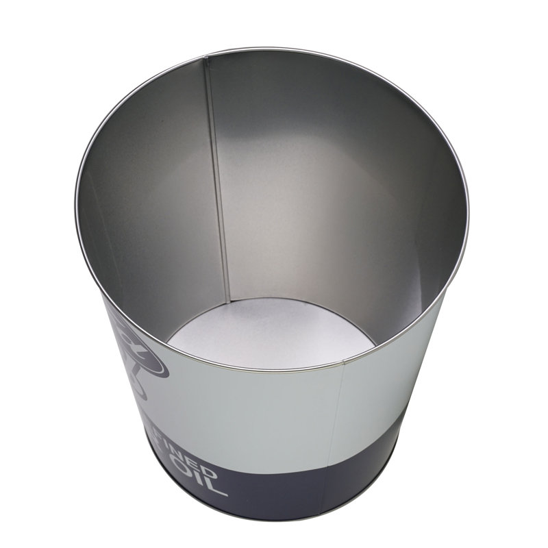 Blue and White Ford V8 Metal Trash Bin