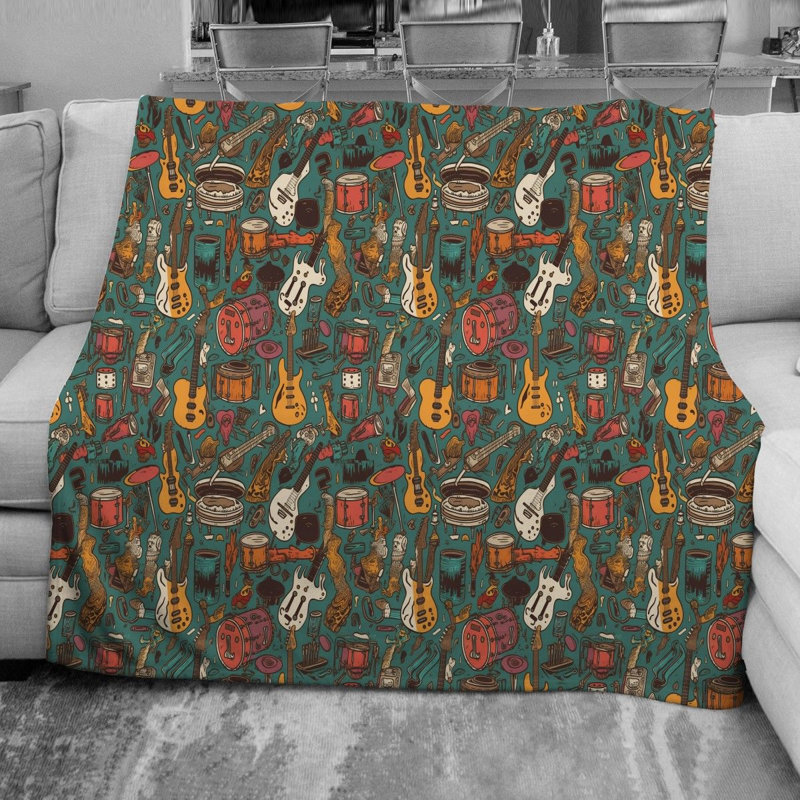 Rock N Roll Throw Blanket, 68" W x 80" L