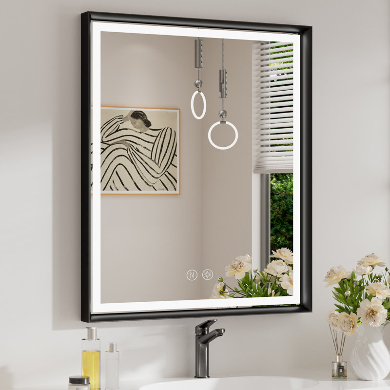Miroir de salle de bain Smart Smart, 30 po x 36 po, Noir mat