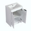 Meuble-lavabo autoportant avec lavabo en résine et 2 armoires de rangement, portes à fermeture douce, contreplaqué
