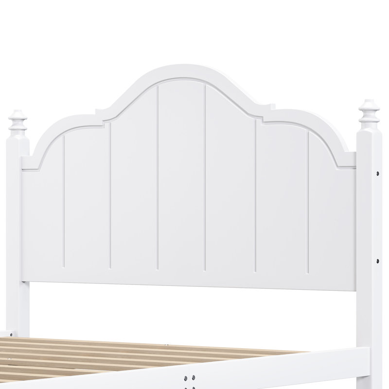 Standard Bed With Scalloped Headboard And Footboard, Queen, White
