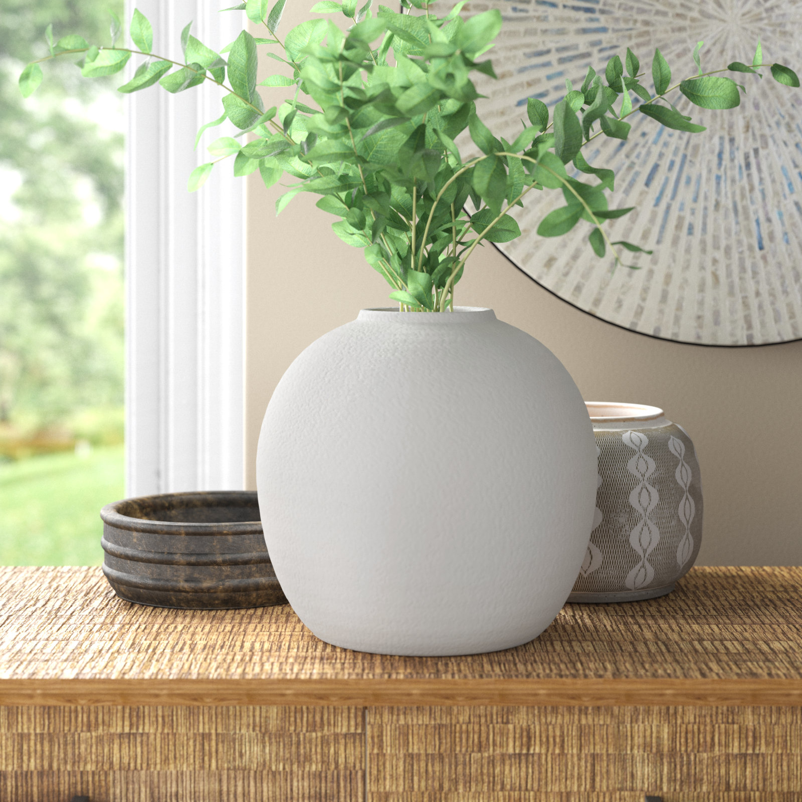 Abie Handmade Ceramic Table Vase, 10.75" H x 11.5" W x 11.5" D