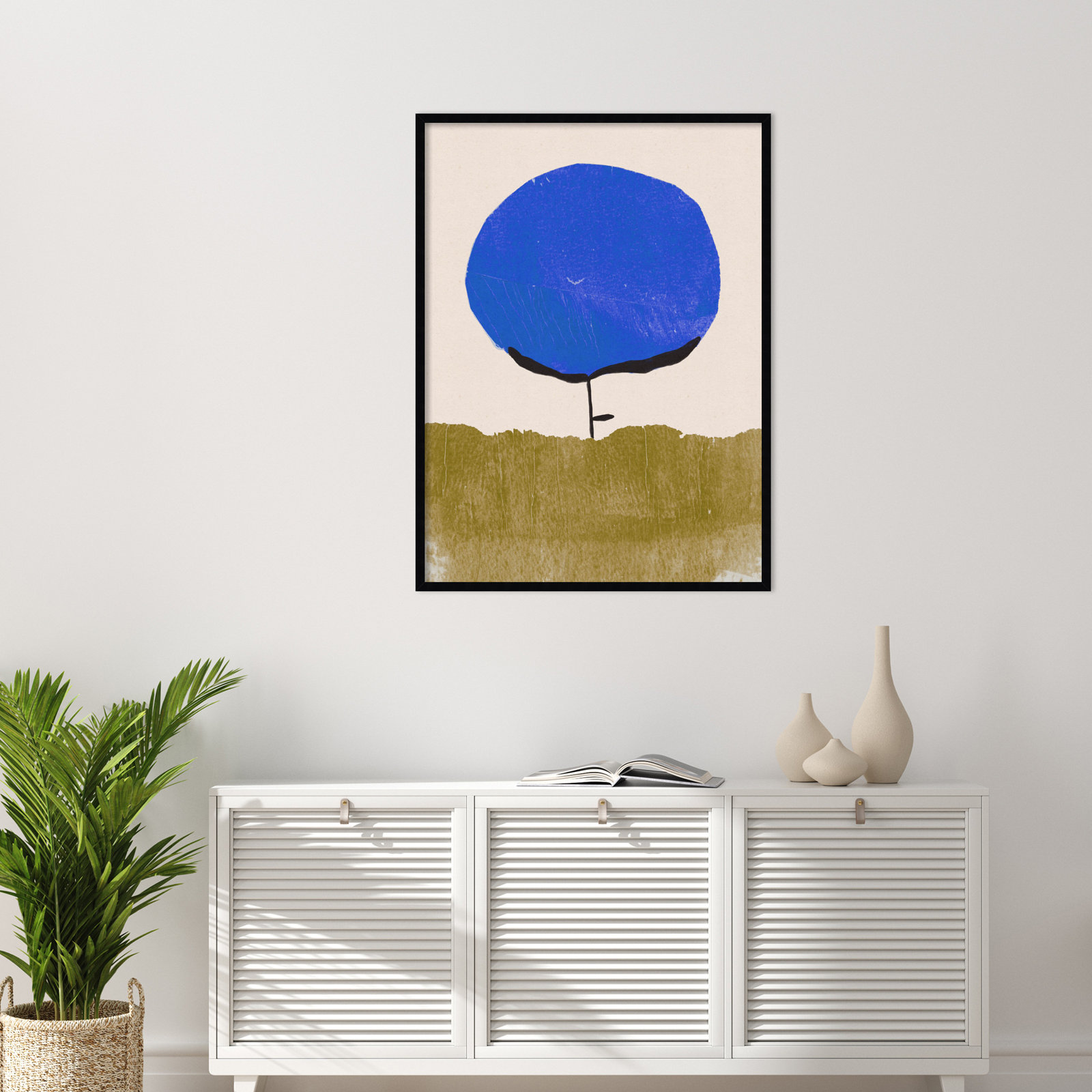 Blue Flower Print by Alisa Galitsyna, 41" H x 31" W, Black