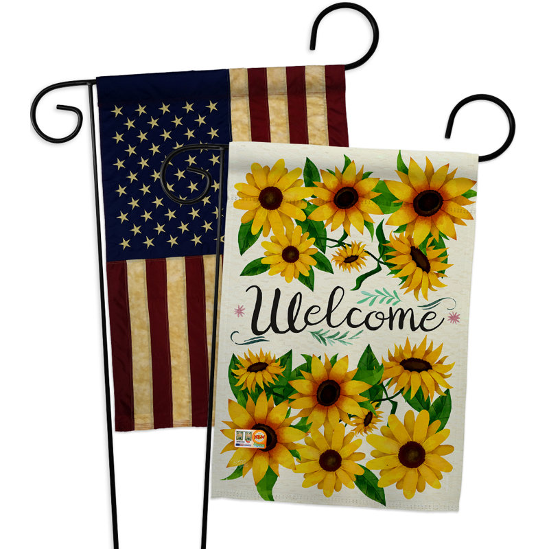 Mélange de polyester décoratif à 2 côtés 19 x 13 po. bouquet de bouquet de fleurs  drapeau de jardin