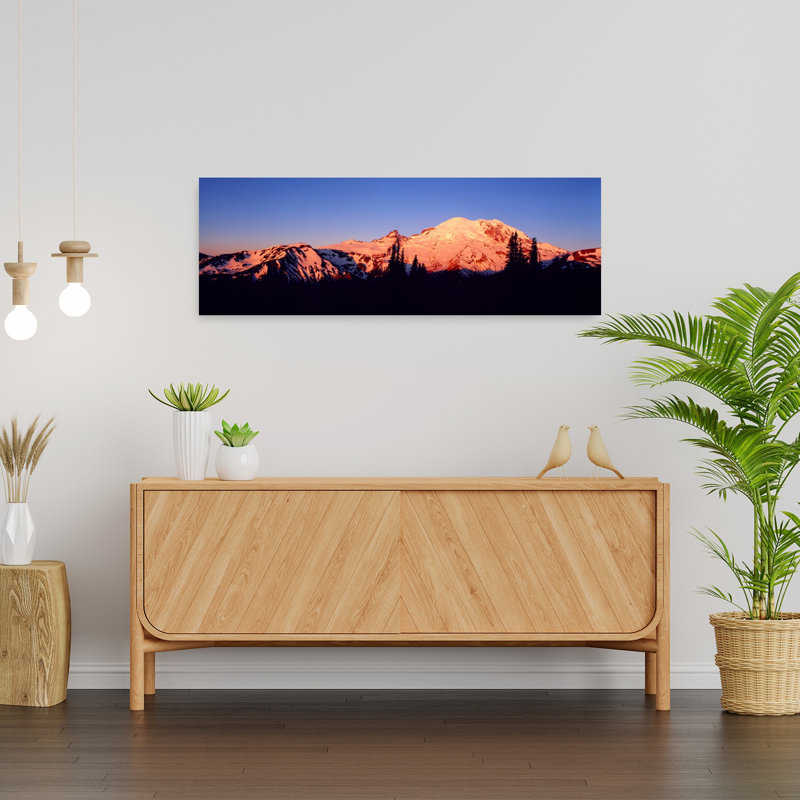 Sunset Mount Rainier Seattle WA 1 Piece Wrapped Canvas Panoramic Wall Art, 30.48 cm H x 91.44 cm W