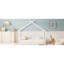 Lit double blanc pour, construction en bois de pin, conception de plancher sécuritaire en blanc, maison en forme de plateaux ouverts, assemblage facile, jeu indépendant