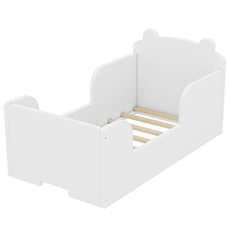 Base de lit pour tout-petit, lit de bébé pour les garçons et les filles de 3 à 6 ans, lit de bébé en forme d'ours , Blanc