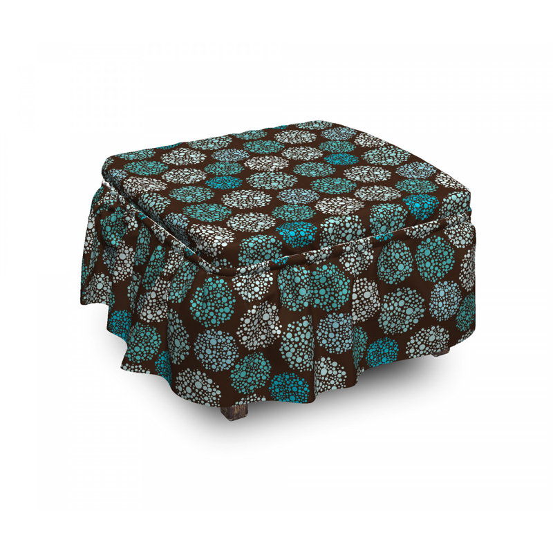 Ensemble de housse pour repose-pieds à coussins carrés 2 pièces points et cercles