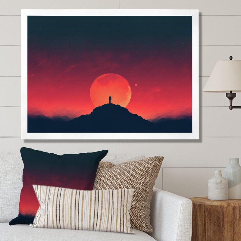 Minimalist Horizon II sur toile, Cadre simple blanc, H 16 po x l 32 po x P 1 po