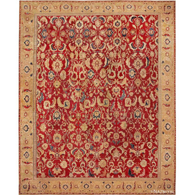 Grand tapis indien rouge antique Agra