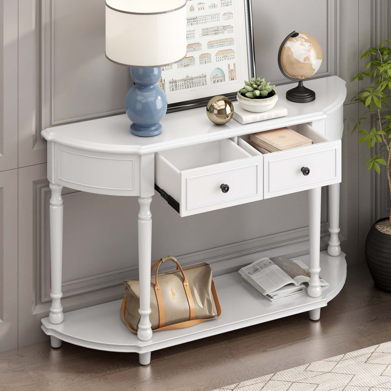 Console Roshawna 52, Blanc, Blanc, H 33,4 po x l 52 po x P 12,6 po