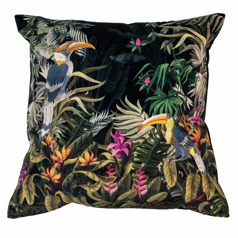 Aleycia Abstract Green Sqaure Throw Cushion