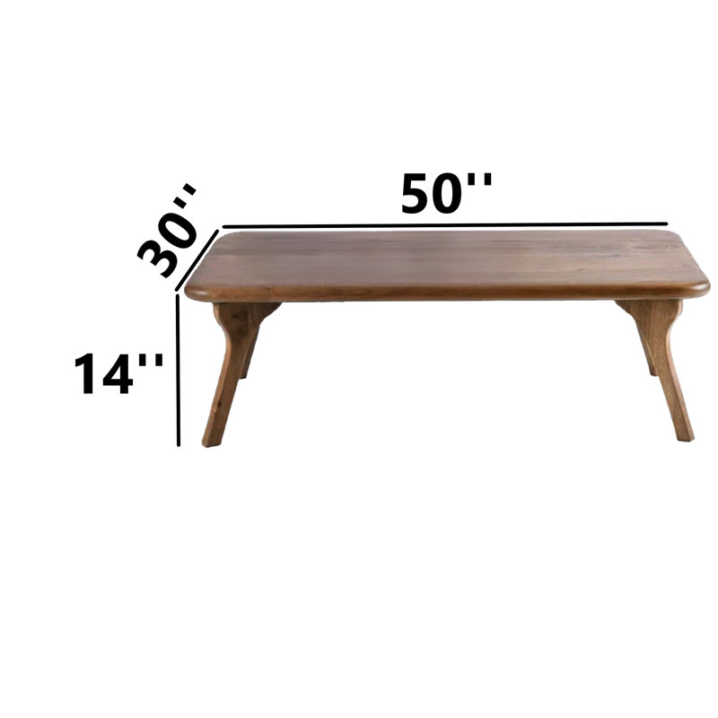Handmade Walnut Solid Wood Coffee Table, 14" H x 50" L x 30" W