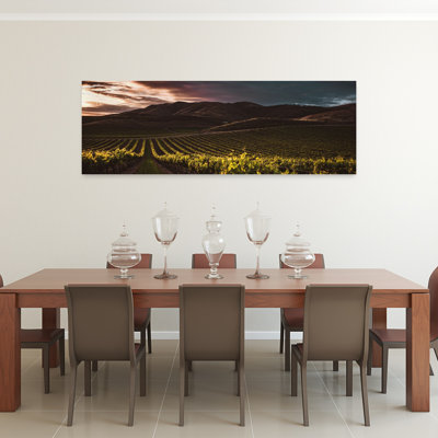 Vineyard Sunset Glow Dramatic Serene Abstract Landscape Nature Wall Art