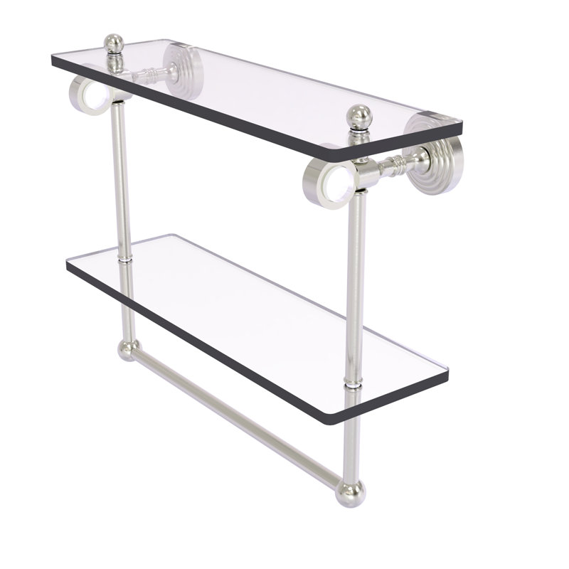 Étagère à 2 niveaux Jarrell, H 13 po x l 16 po x p 5,12 po, Nickel satiné