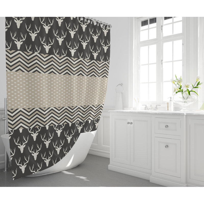 Rideau de douche simple Heffington, H 83 po x l 70 po, Noir / Blanc / Gris