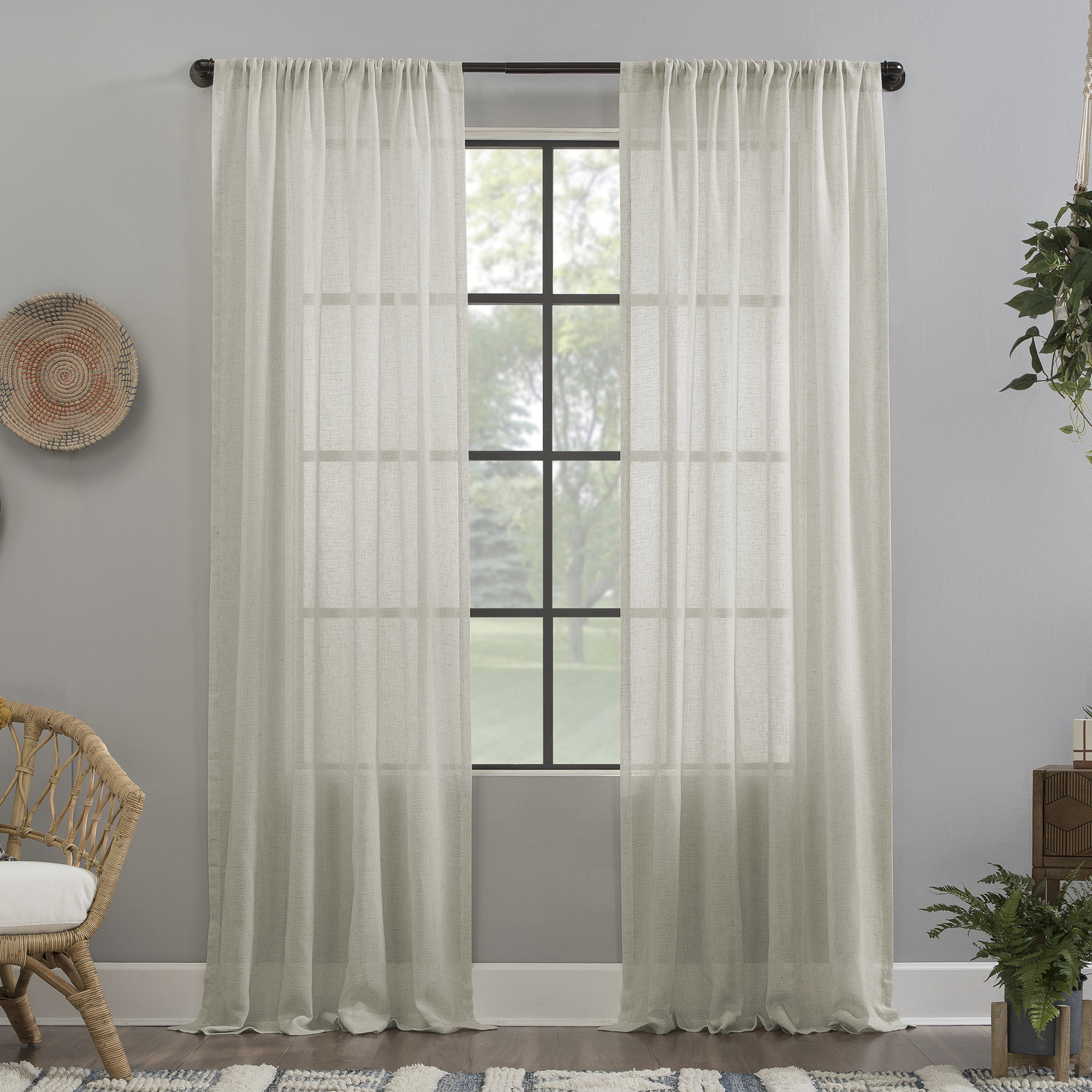 Sheer Curtain, Ecru, 52" W x 84" L