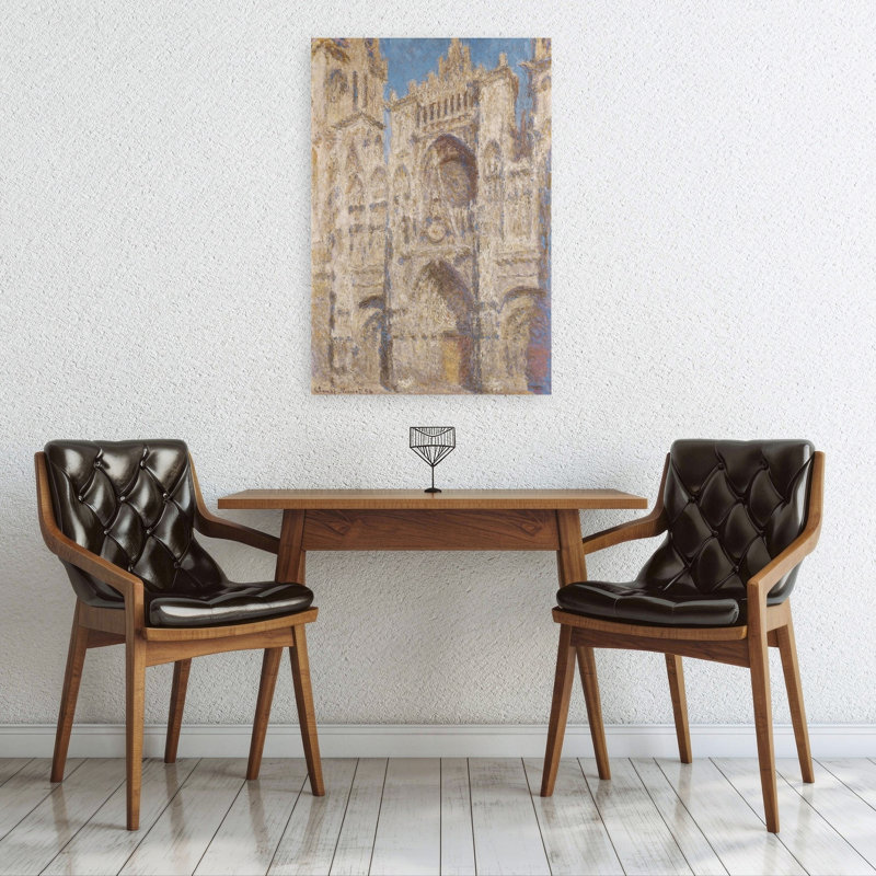 Rouen Cathedral, The Portal 1894 Classic Abstract Contemporary Architecture City Wall Art Print by Claude Monet - Wrapped Canvas Print