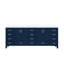 84 po Meuble-lavabo double bleu marine X 22 avec plateau en quartz blanc - structure en bois massif, fermeture en douceur, résistance aux égratignures et aux taches, rangement abondant de 84 po x 22 po, portes, capacité généreuse