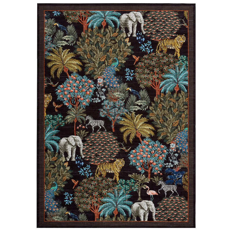Machine Washable Rug Non-Slip Area Rug Durable Floor Carpet Easy-Cleaning Rug for Living Room Playroom Bedroom