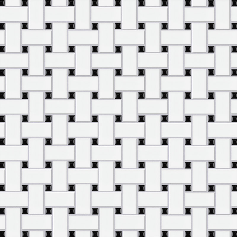 Metro Basketweave 11-3/4 " x 11-3/4 " Porcelain Mosaic Floor and Wall Tile, Gray/Cobalt Blue