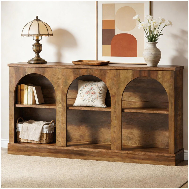 Table d'appoint rustique, table d'entrée pratique, console, Brun rustique