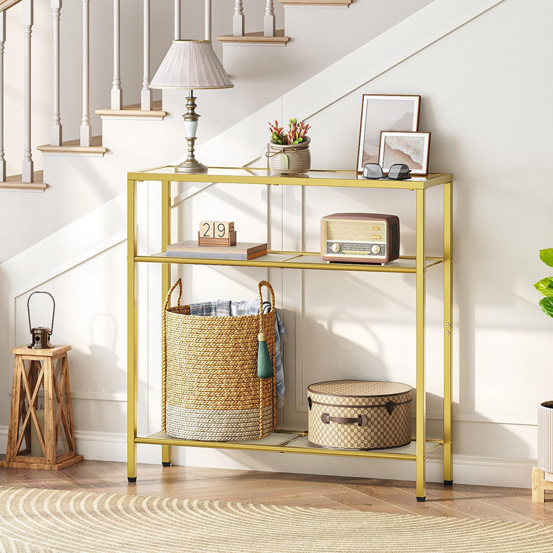 75cm Glass Top Console Table, Gold