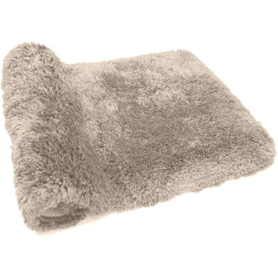 Beige Microfiber Bath Mat - 17"x24" | Non-Slip Rubber Backing | Extra Soft, Absorbent & Machine Washable | Bathroom/Bedroom/Laundry/Kitchen