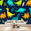 Papier peint adhésif pelez et collez, impression Dino brillante et transparente pour T-shirts textiles, conception originale, art mural auto-adhésif et amovible-110187818