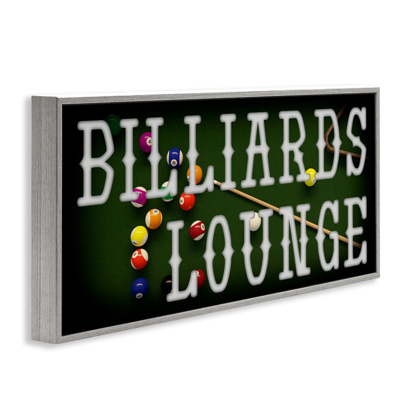 «Billiards Lounge», giclée encadrée par Marcus Prime, H 13 po x l 30 po, Giclée de ferme grise encadrée