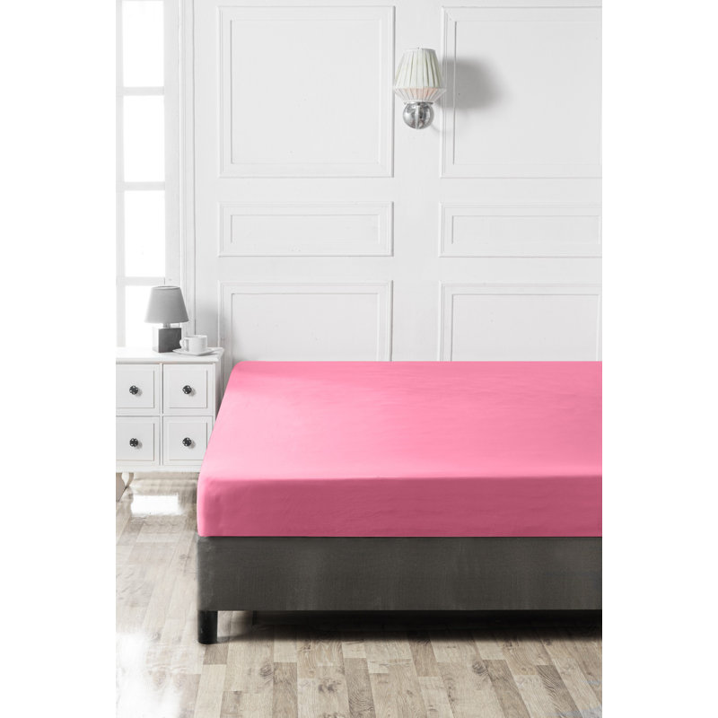 High-Quality Ranforce Large Fitted Sheet, Pink, 39.4 x 74.8 x 11.8 inches | 100% Cotton, 4.1 oz/sq yd | Machine Washable at 86°F, Soft and Breathable, Perfect for Comfortable Sleep on Twin XL Beds