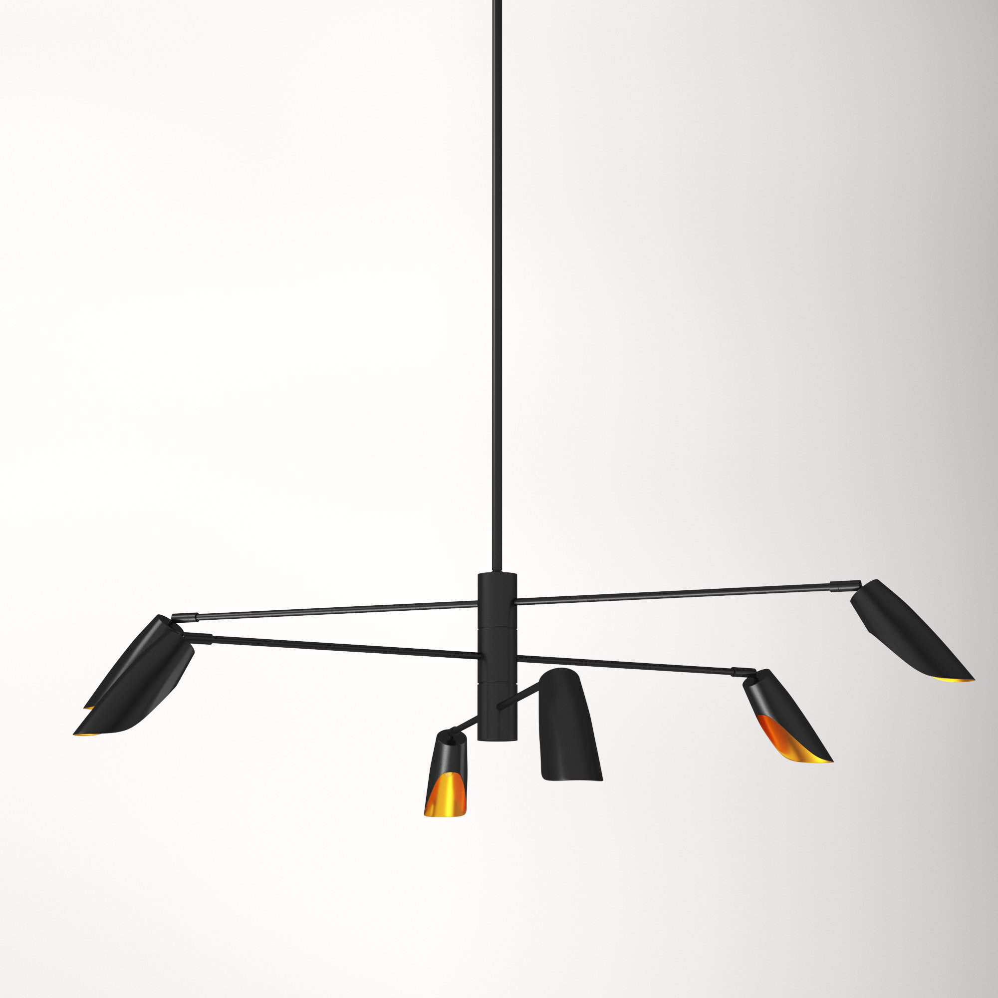 Bondy Sputnik Modern Linear LED Chandelier, 11"H x 50"W x 50"D, Black