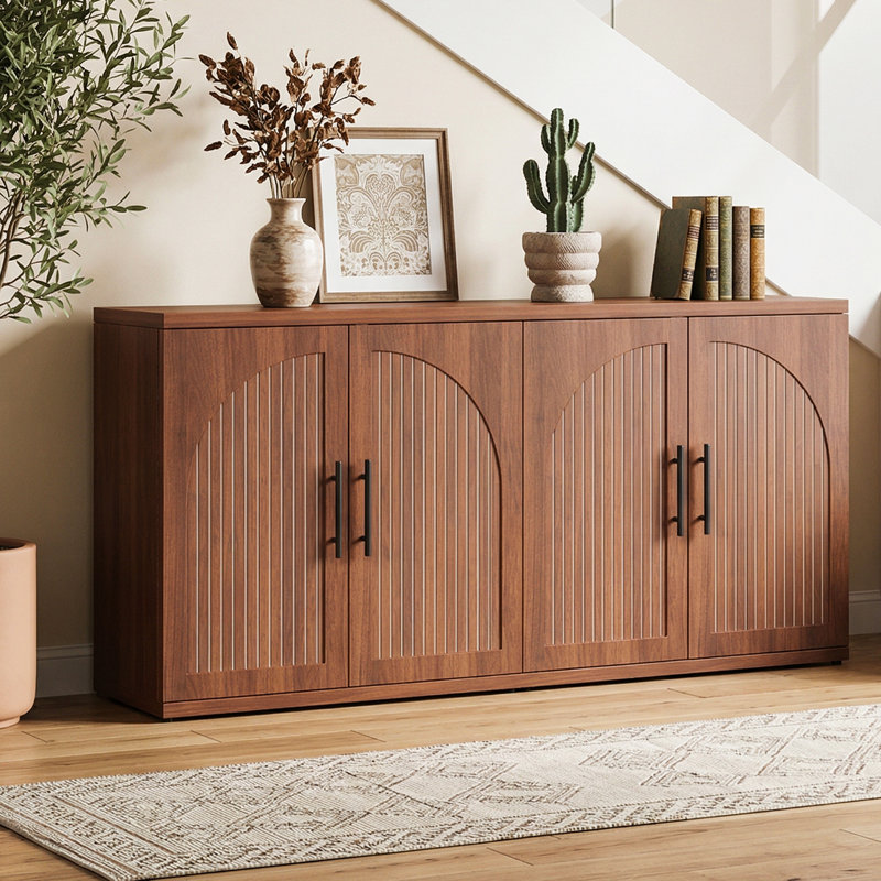 Armoire de rangement à 3 portes avec tablettes réglables: Buffet polyvalent pour la maison, Brun