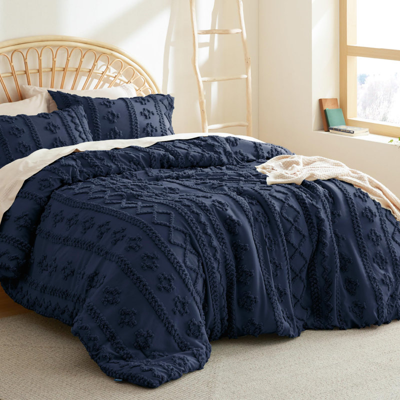 Ensemble d'édredon pour lit très grand Boho - 3 pièces bleu marine Shabby Bedding, Très grand lit, Marine