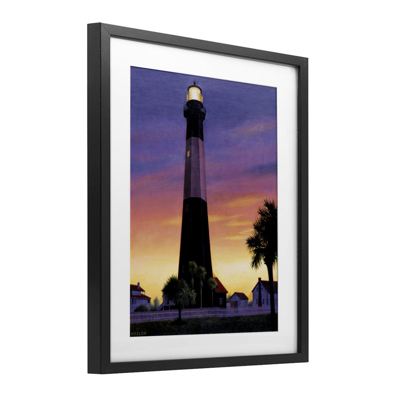 Phare de Georgia Tybee, reproduction encadrée sous verre, conception de Wind River Studios, H 16 po x l 13 po