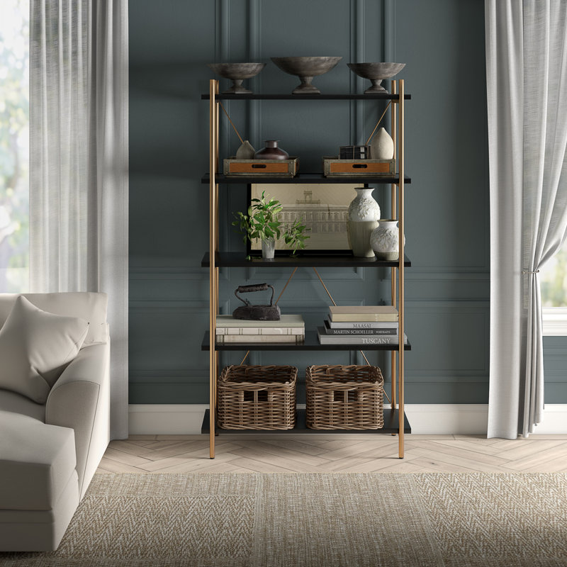Etagere Bookcase, Gold / Black