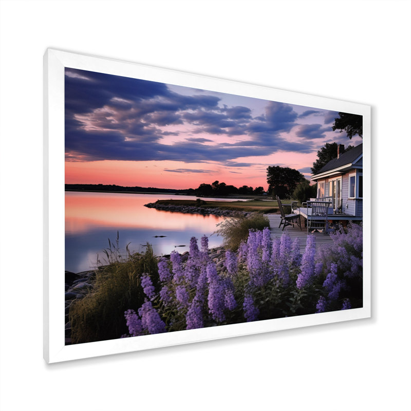 Vade mauve Lakehouse Serenade, H 12 po x l 20 po x P 1 po, Cadre simple blanc