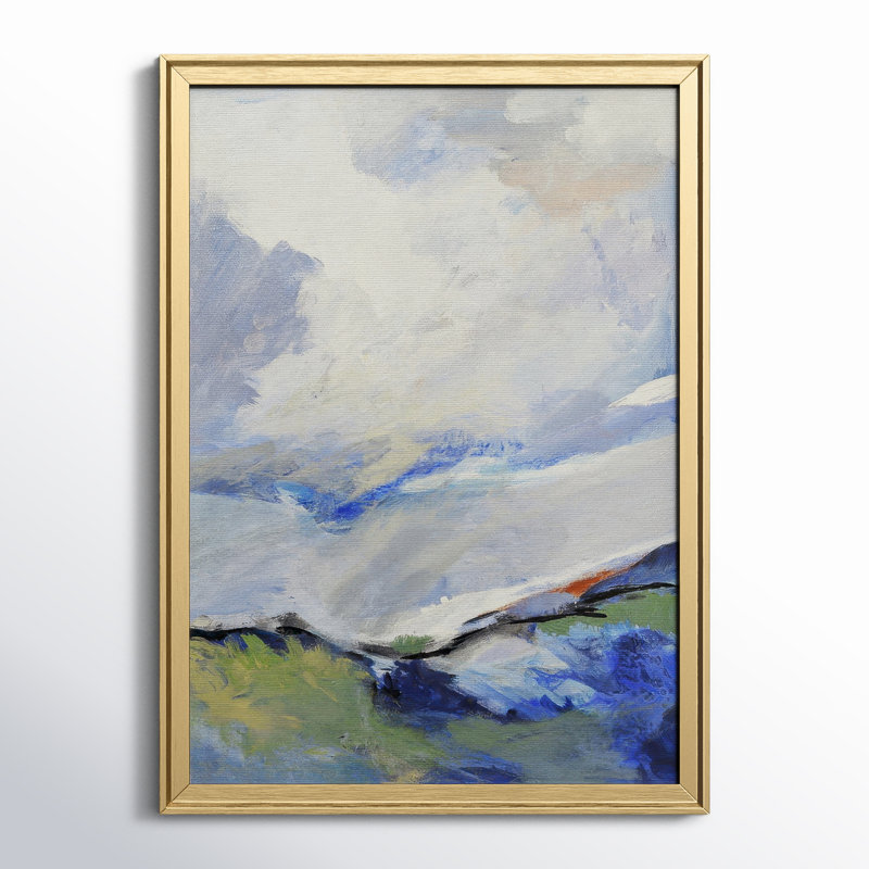 Autour des nuages III - reproduction d'art sur toile, Toile encadrée dorée, H 26,5 po x l 36,5 po x P 1,5 po