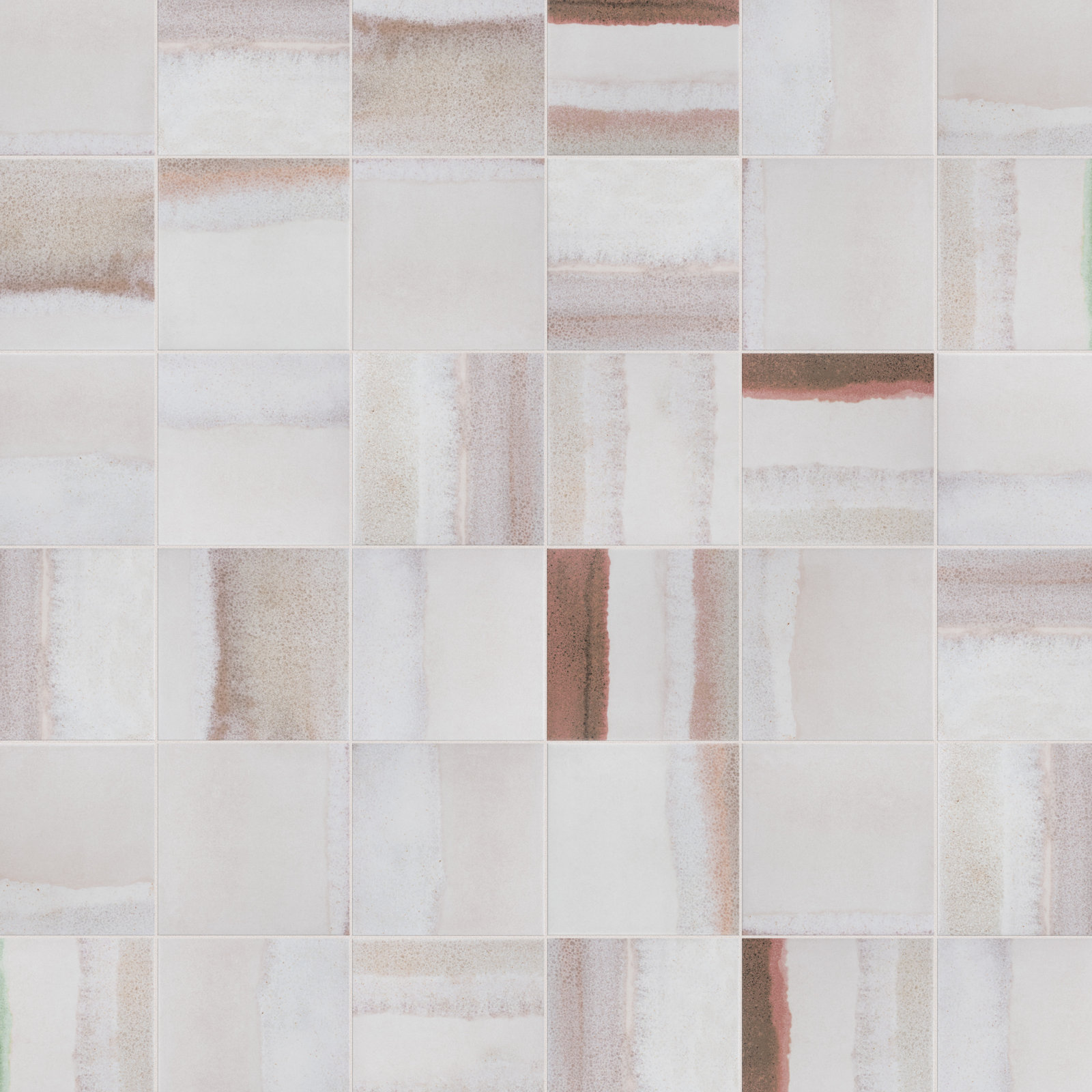 Matter Canvas 6" x 6" Porcelain Tile, Bone/Red