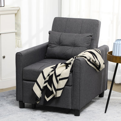 3-In-1 Convertible Chair Bed, Multi-Functional Single Sofa Bed, Pull Out Sleeper Chair With Adjustable Backrest, Pillow, And Pockets