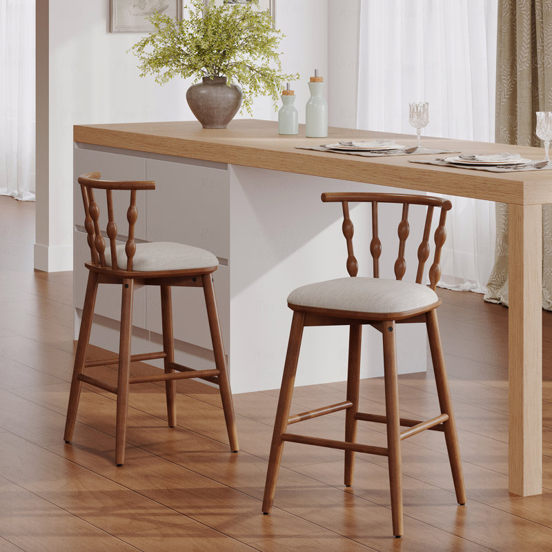 Ensemble de 2 chaises de salle à manger, Beige, Brun