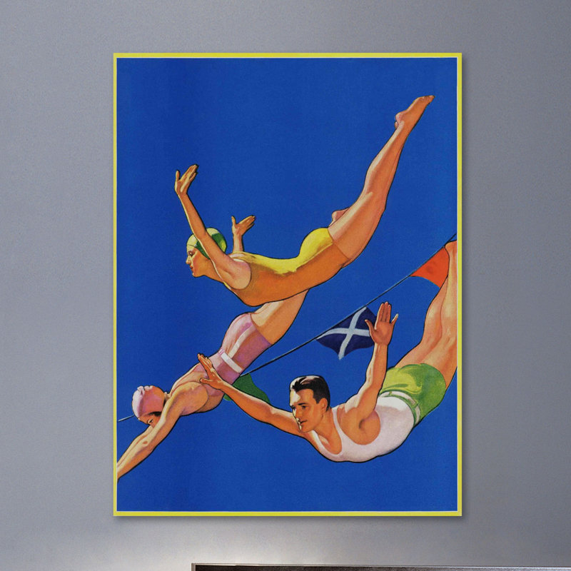 «Diving Women and Man» par John Newton Howitt, reproduction sur toile tendue, H 52 po x l 40 po x P 1,5 po