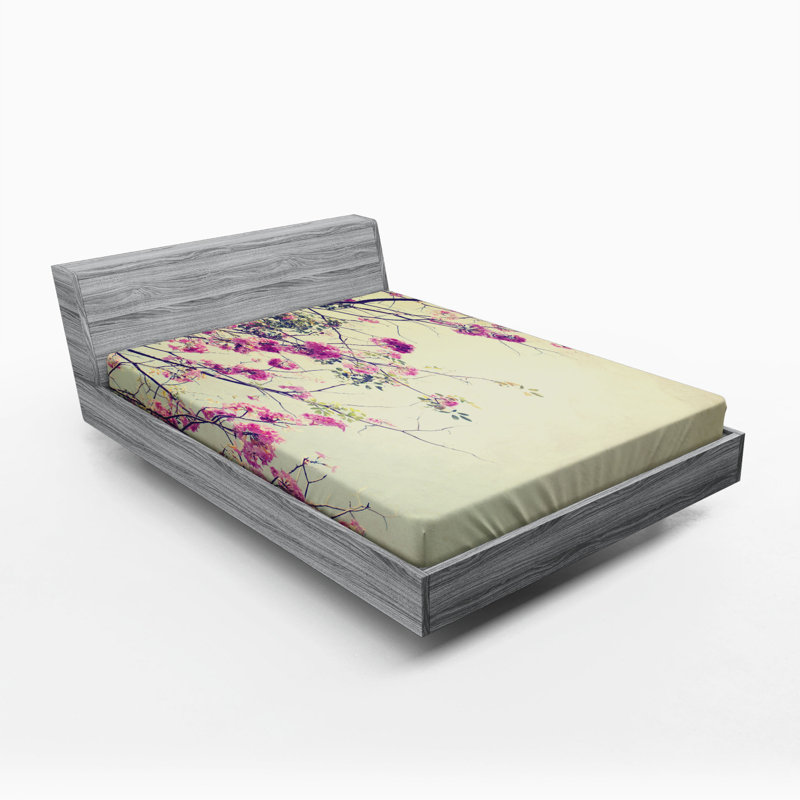 Microfiber Floral Fitted Sheet, Queen Fitted Sheet