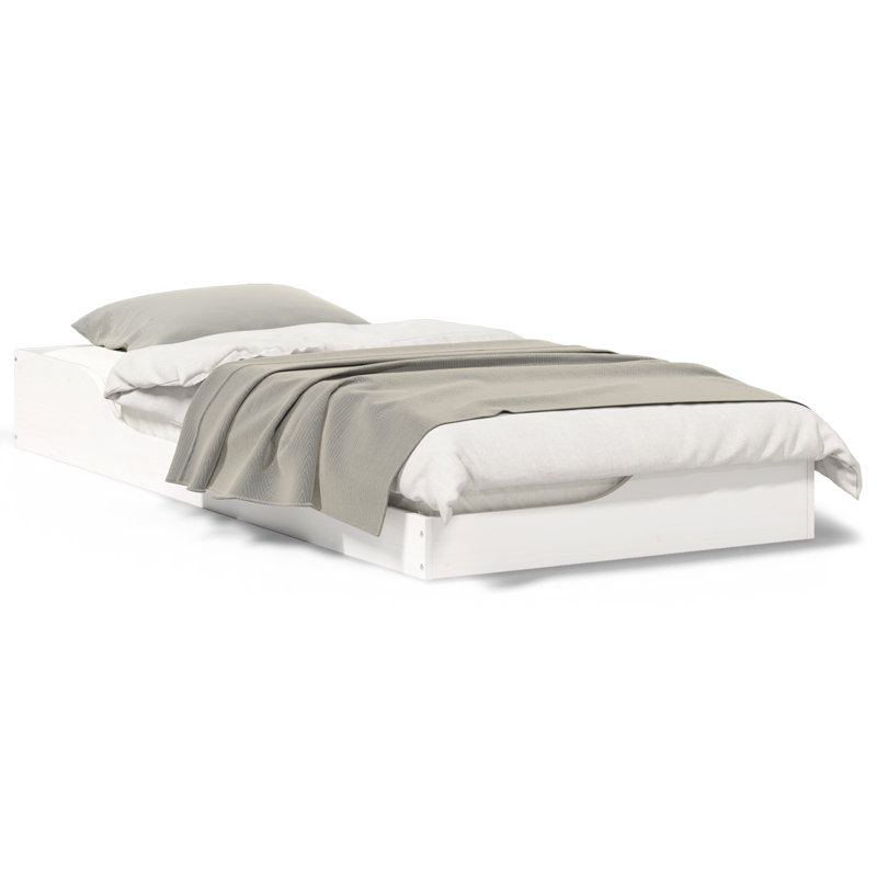 Solid Wood Bed, White, European Single (90 x 200 cm)