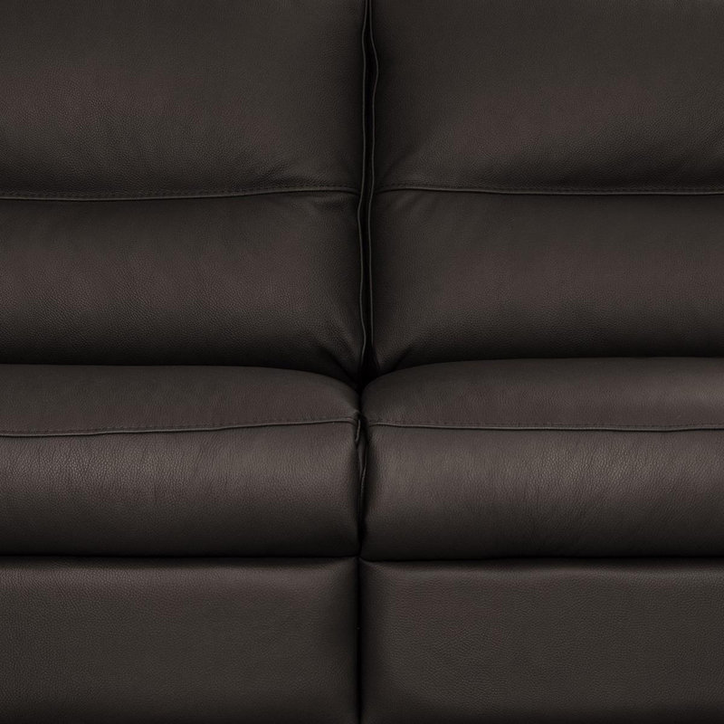 Abbrielle 175cm W Genuine Leather Pillow Top Arms Loveseat, Dark Brown