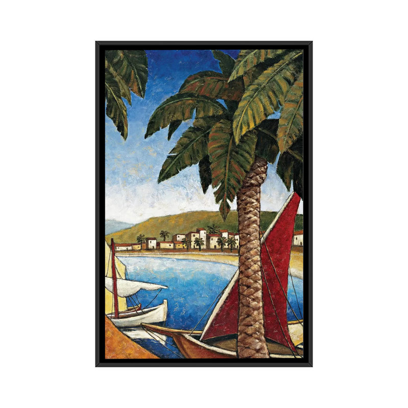 «Côte d'azur II», reproduction d'art sur toile tendue, H 26 po x l 18 po x P 1,5 po, Toile avec cadre noir, Pas de tapis