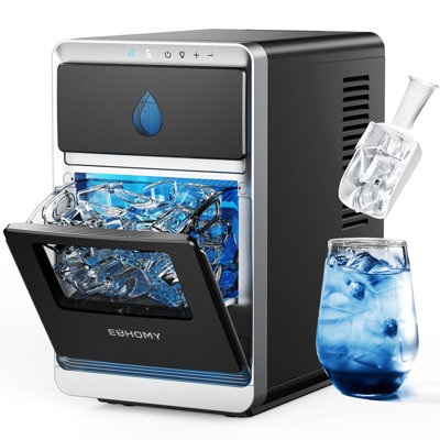 Euhomy 26.5Lbs. Daily Countertop Clear Crescent Ice Maker Sleek Design, Crystal-clear Ice, Premium Performance