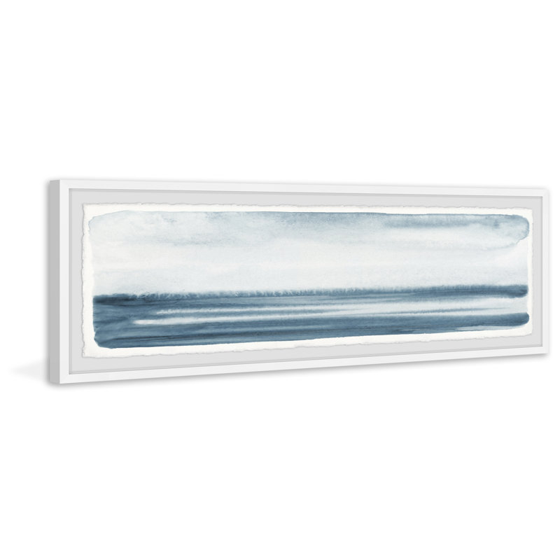 «Vague Horizon», peinture panoramique encadrée, H 10 po x l 30 po x P 1,5 po